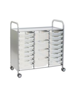 Treble Silver Trolley 16 Shallow & 4 Deep Trays- Clear