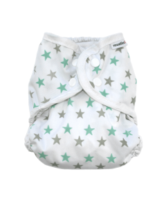 Washable Nappy Wrap - Mint Star - Size 2