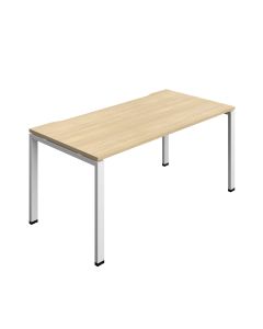 Table with Cut Out & Goal Post Leg 1600 x 800mm White/Maple