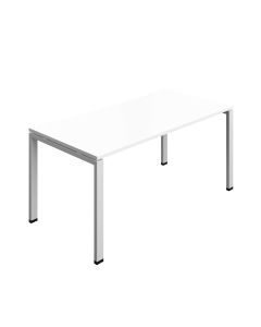 Table with Cut Out & Goal Post Leg 1600x800mm Silver/White