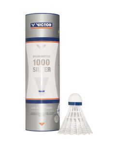 VICTOR 1000 Silver Nylon Shuttlecock - White - Slow- Pk 6