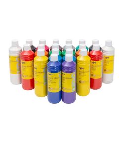 YPO Ready Mixed Paint - Assorted Colours - 500ml Bottles – Pack of 20