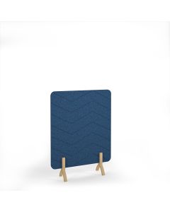 Zigzag Accoustic Floor Standing Screen Wooden Legs - Blue