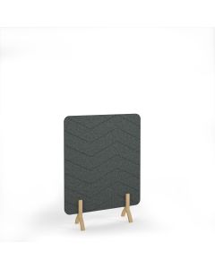 Zigzag Accoustic Floor Standing Screen Wooden Legs - Dk Gry
