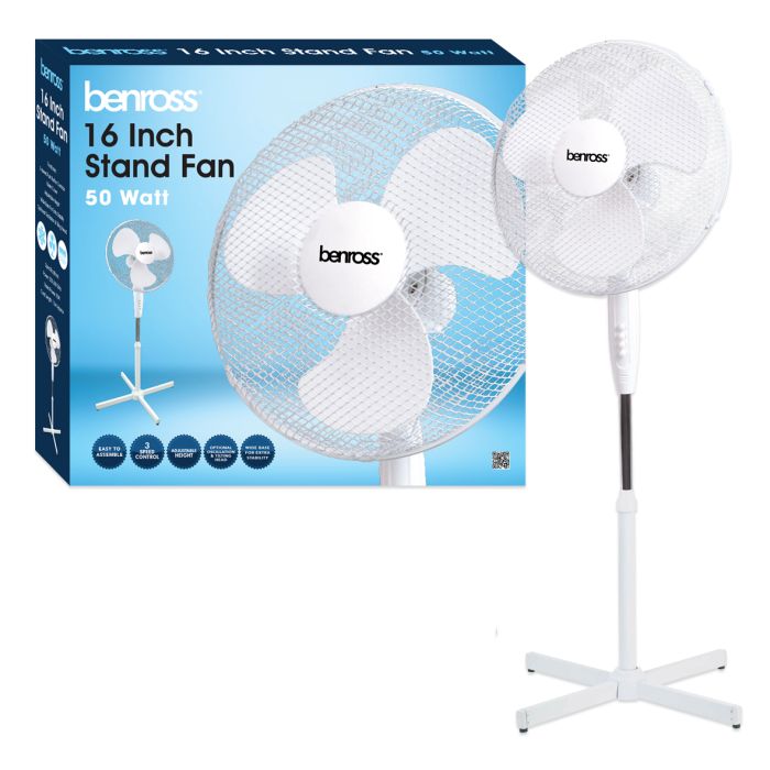 White Pedestal Fan 16"