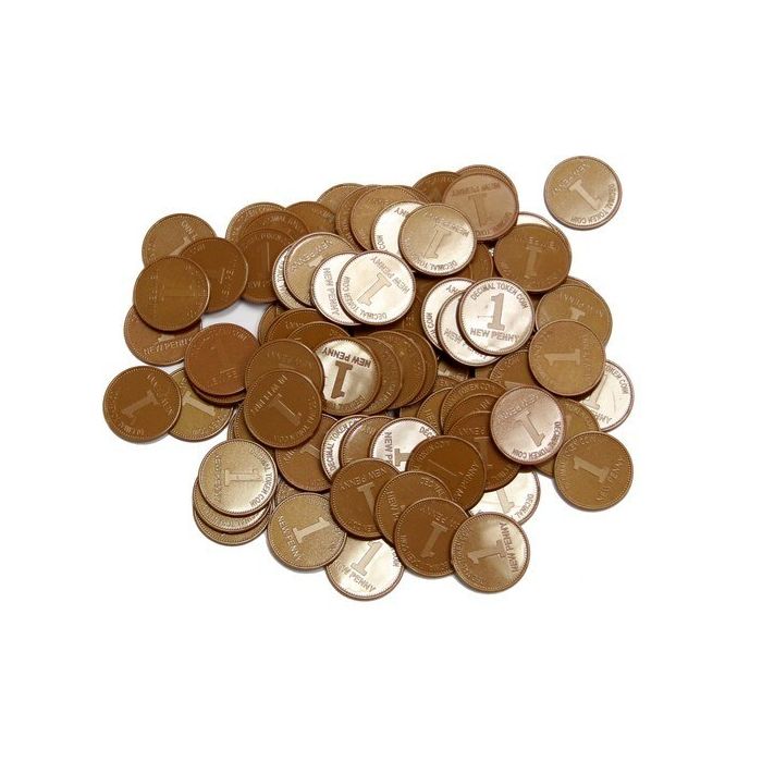 1p Coins Plastic Play Coins - Pack of 100