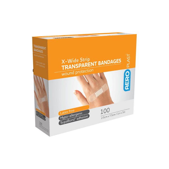 Transparent Plasters 75 x 25mm - Pack of 100