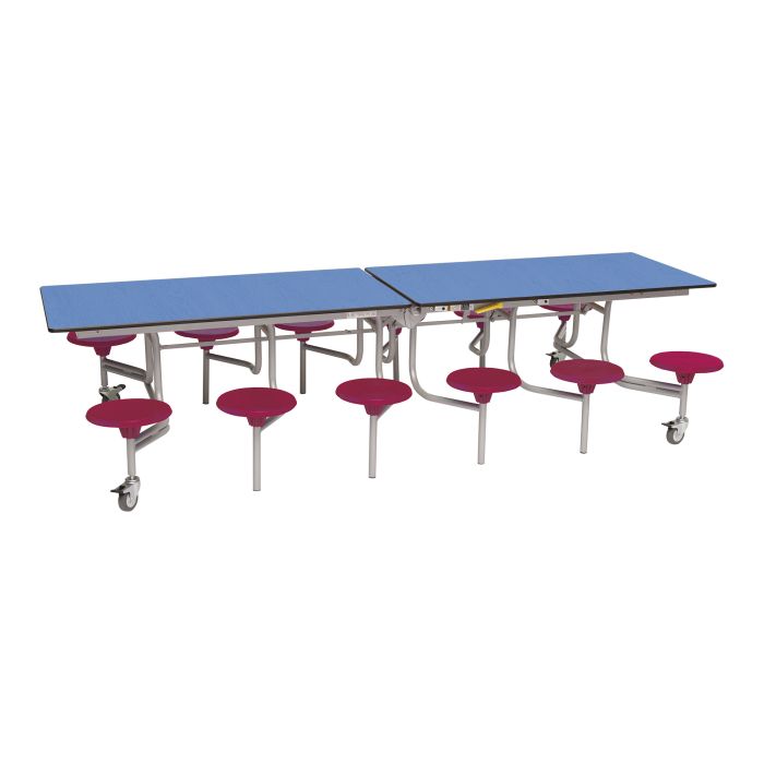Secondary Rectangular 12 Seater Dining Tables - Wine Seat/Blue Top