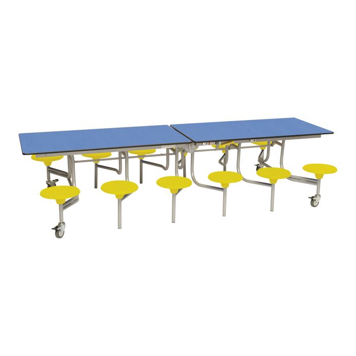 Secondary Rectangular 12 Seater Dining Tables - Yellow Seat/Blue Top