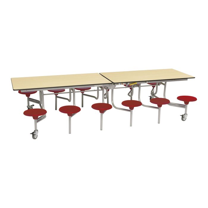 Primary Rectangular 12 Seater Tables -  Maple Top/Red Seat