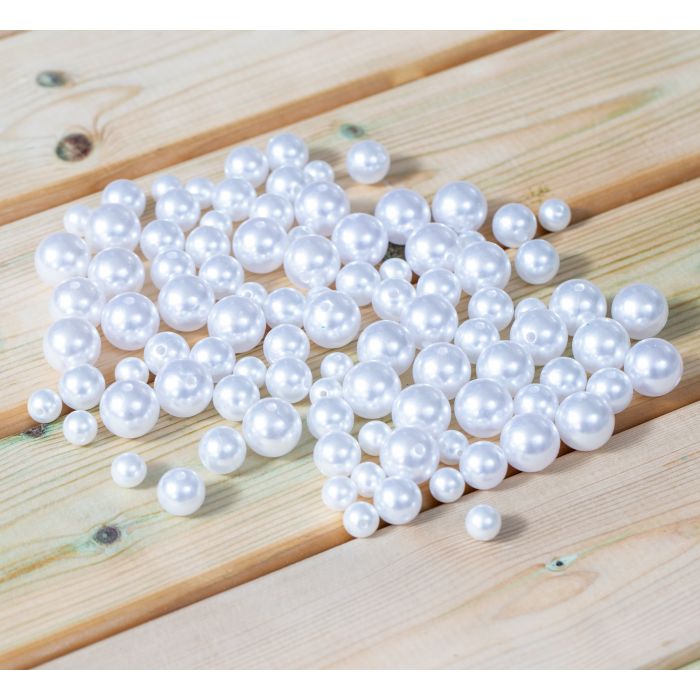 Pearlescent Like Beads - White Pack of 100 Pearlescent Like Beads - White Pack of 100