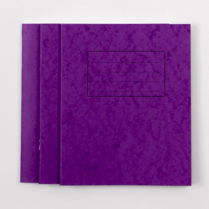 8"x6.5" Exercise Book 48P 8mm Ruled- Margin- Purple- Pk 100