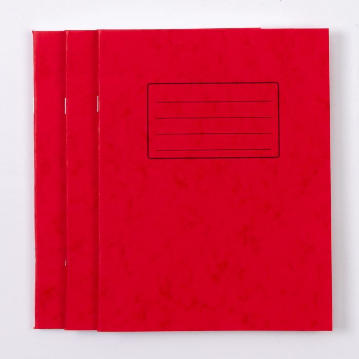 9"x7" Exercise Book 80P- 8mm Ruled With Margin- Red - Pk100