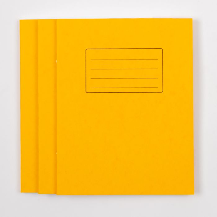 9"x7" Exercise Book 80P- 8mm Ruled/Margin- Yellow- Pk 100