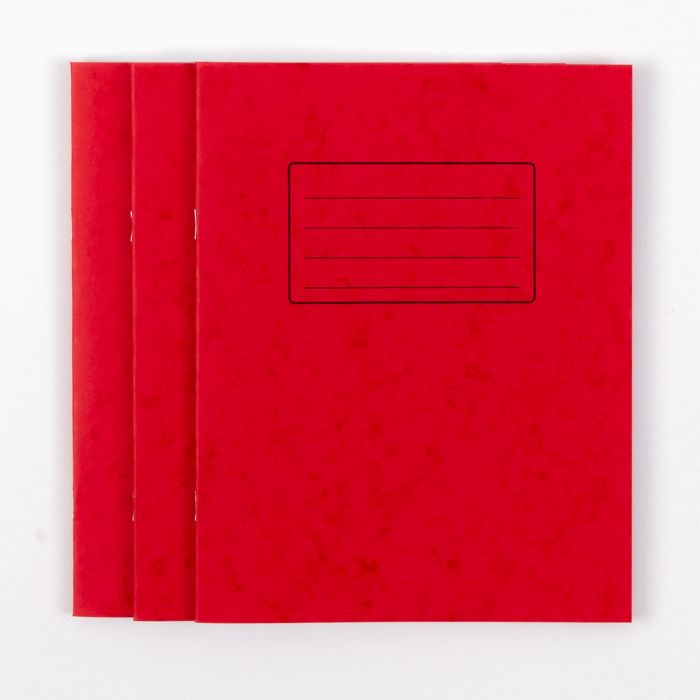 9"x7" Exercise Book 48 Page- 10mm Squared- Red - Pack of 100