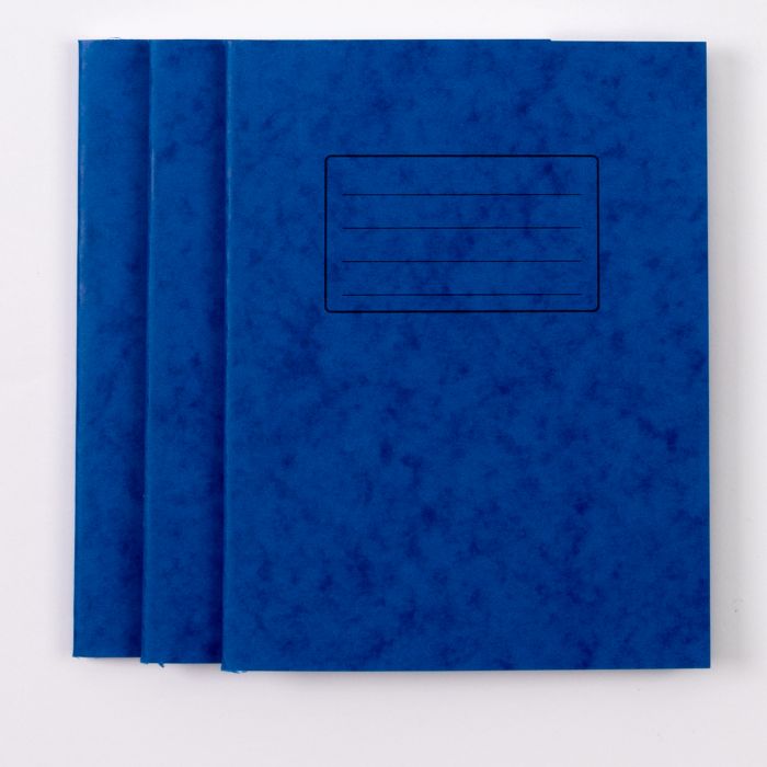 9"x7" Exercise Book 120P- 8mm Ruled/Margin- Blue - Pk50
