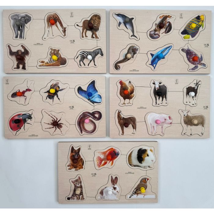 Just Jigsaws Animal Peg Board Set - Pack of 5