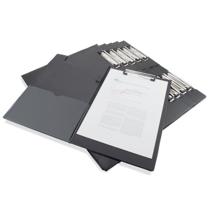 PVC Foldover Clipboard Black - Pack of 10
