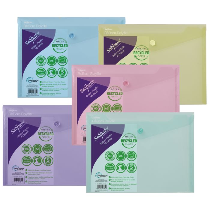 100% Recycled Polyfile A5 - Pack of 5