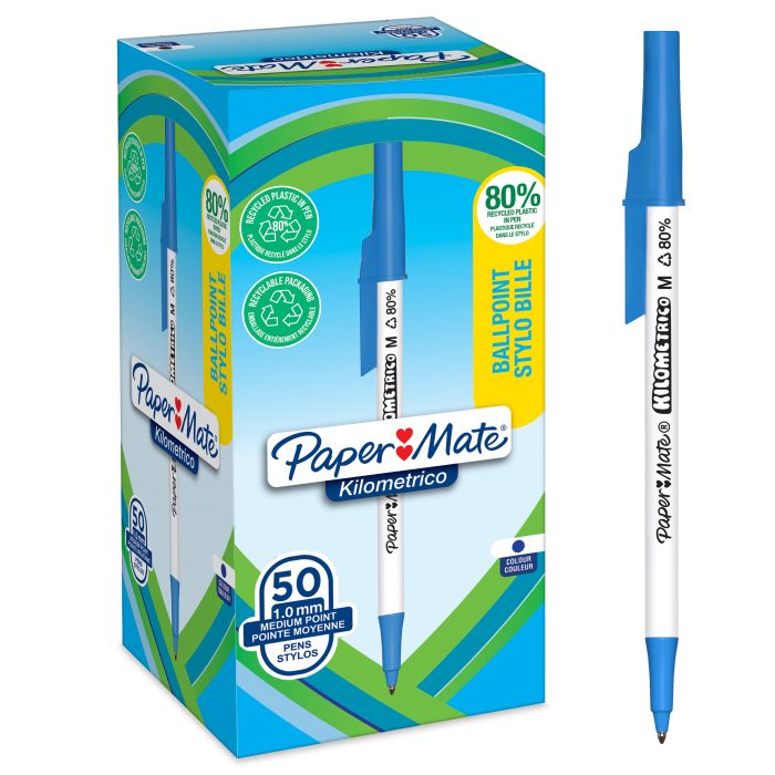 Paper Mate Kilometrico Ballpoint Pen - Blue - Pack of 50