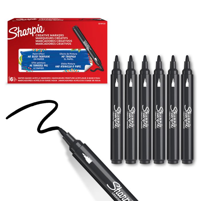 Sharpie Creative Marker - Bullet Tip - Black - Pack of 6