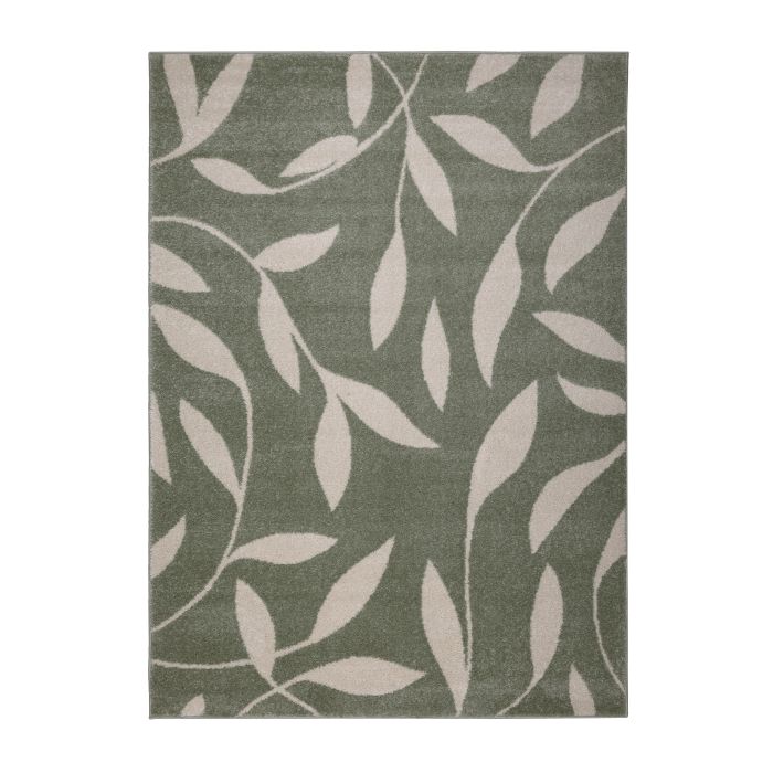 Pastel Leaf Print Rug - Green - 160 x 230cm