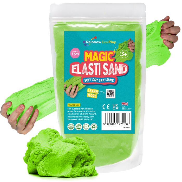 Rainbow Eco Play Magic Elasti Sand - Green 2.5kg Bag