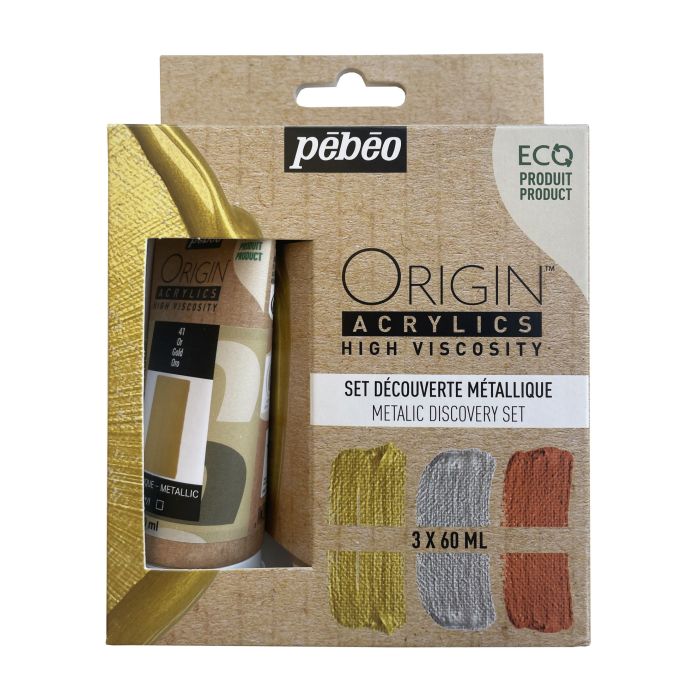 Pebeo Origin Acrylics Discover Set - 3 x 60ml - Metallic Pebeo Origin Acrylics Discover Set - 3 x 60ml - Metallic