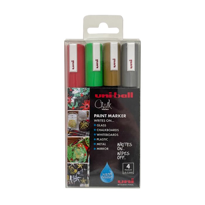 Uni-Ball Chalk Markers - Pack of 4 - Christmas