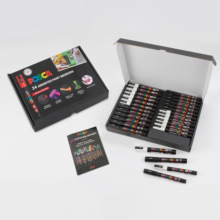 POSCA Paint Mkers Classpack PC-3M/PC-5M Blk&Wht Pk of 24 POSCA Paint Mkers Classpack PC-3M/PC-5M Blk&Wht Pk of 24