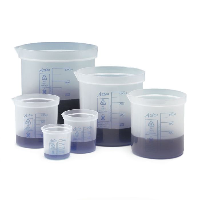 Azlon Plastic Graduated Beaker - 500ml - Pack of 10