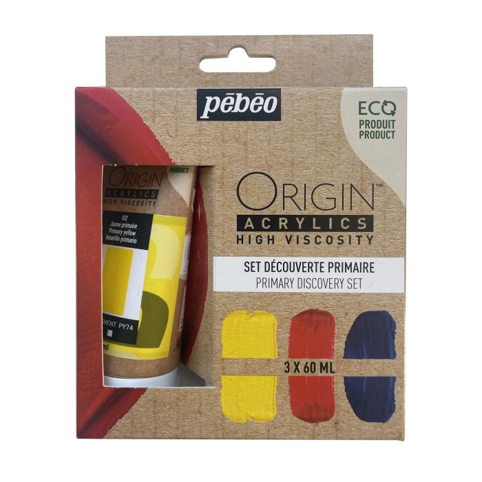 Pebeo Origin Acrylics Discover Set-3 x 60ml-Primary Pebeo Origin Acrylics Discover Set-3 x 60ml-Primary