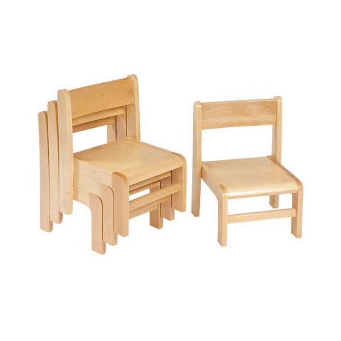 Solid Beech Stacking Chairs H:26cm - Pack of 4 Solid Beech Stacking Chairs H:26cm - Pack of 4