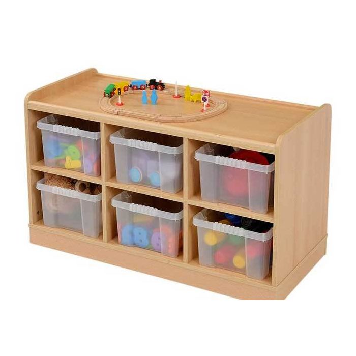 Solid Beech 6 Deep Horizontal Unit with Clear Trays Static/Mobile