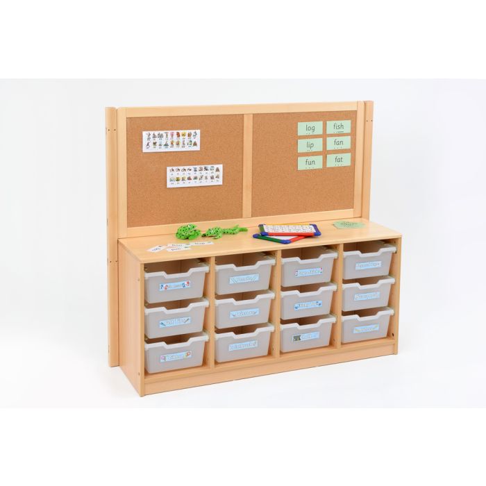 RS 4 Bay A4 8 Deep/8 Shallow Clear Tray Unit With Cork/Drywipe Board