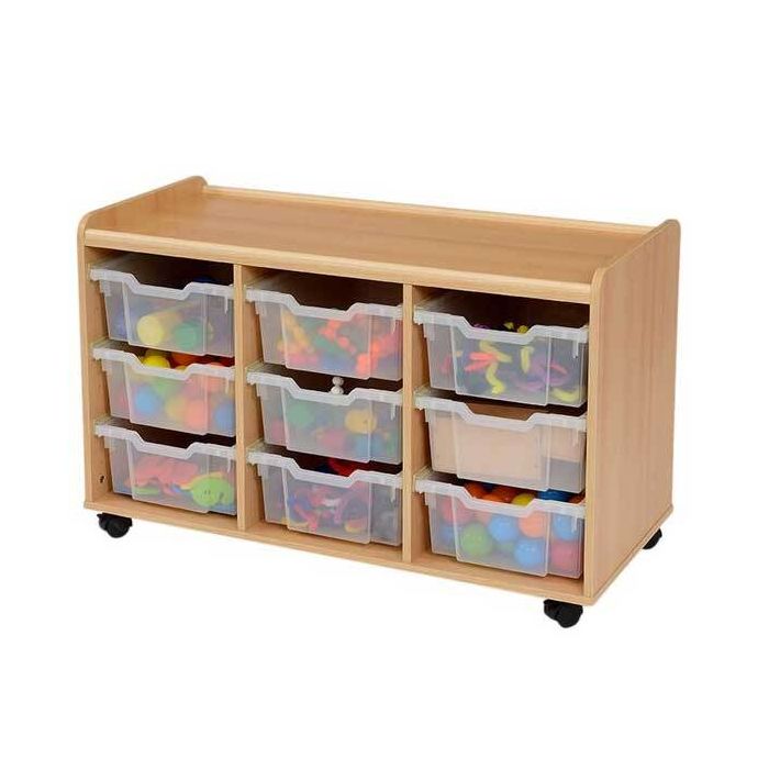 Solid Beech 9 Deep Clear Tray Storage Unit Solid Beech 9 Deep Clear Tray Storage Unit