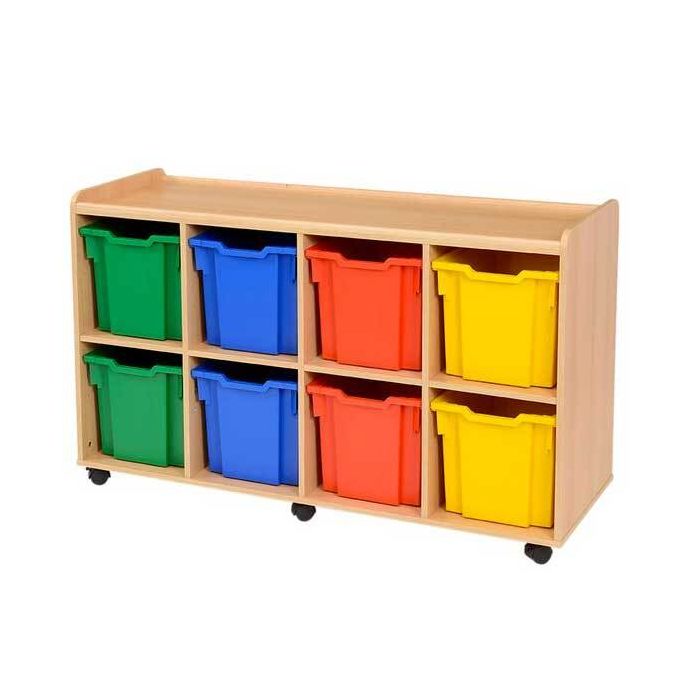 Solid Beech 8 Jumbo Coloured Tray Storage Unit Solid Beech 8 Jumbo Coloured Tray Storage Unit