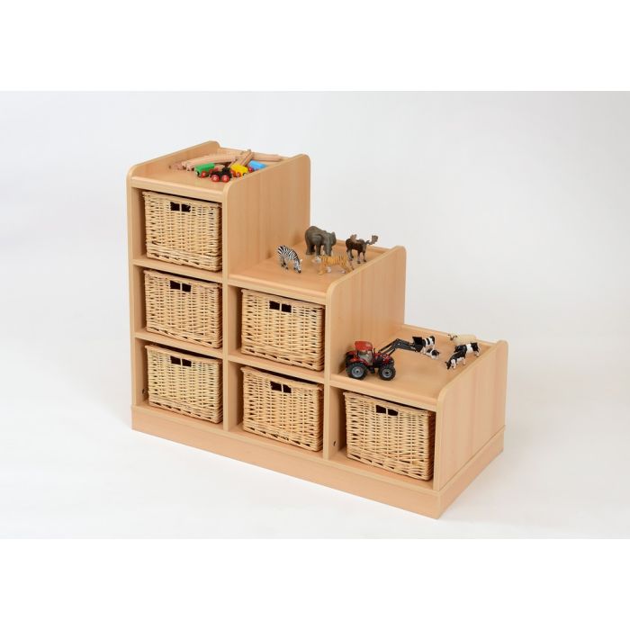 Willow Basket Wooden Storage 6 Willow Baskets 91.5 x 101.5 x 46cm