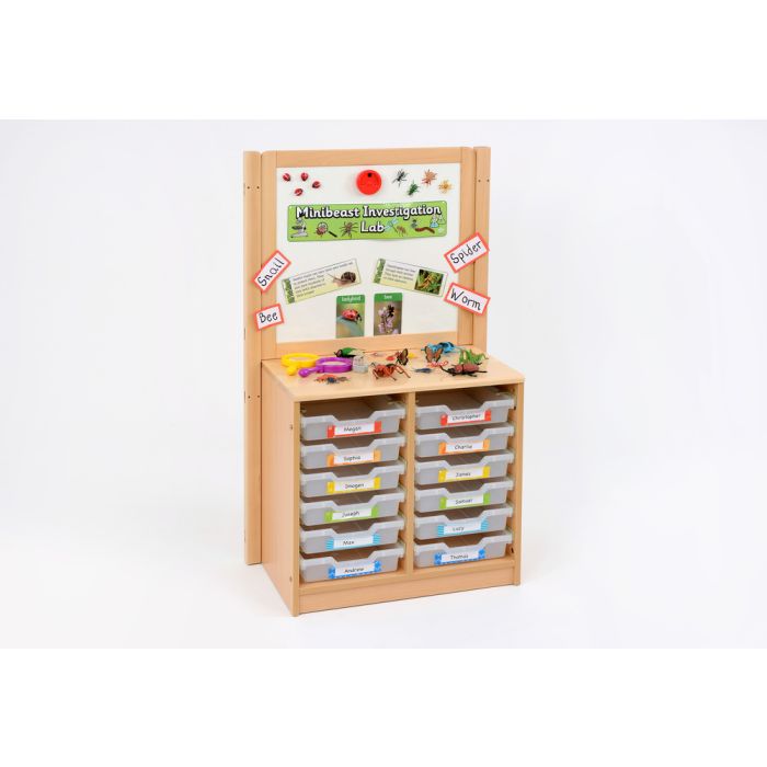 RS 2 Bay A4 12 Shallow Clear Tray & Cork/Drywipe Divider Unit