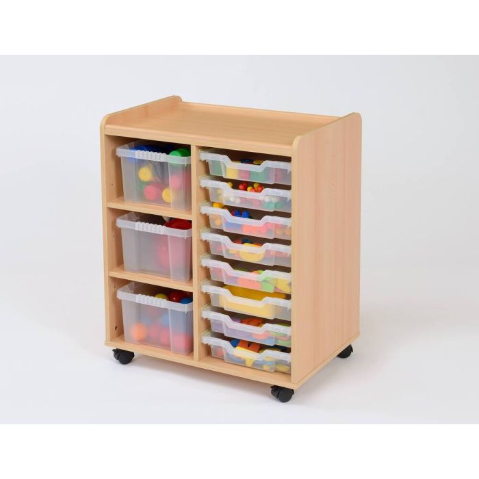 Solid Beech 3 Deep/8 Shallow Unit Clear