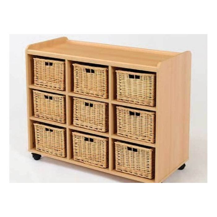 Willow Basket Wooden Storage 9 Willow Baskets 84 x 101.5 x 46cm