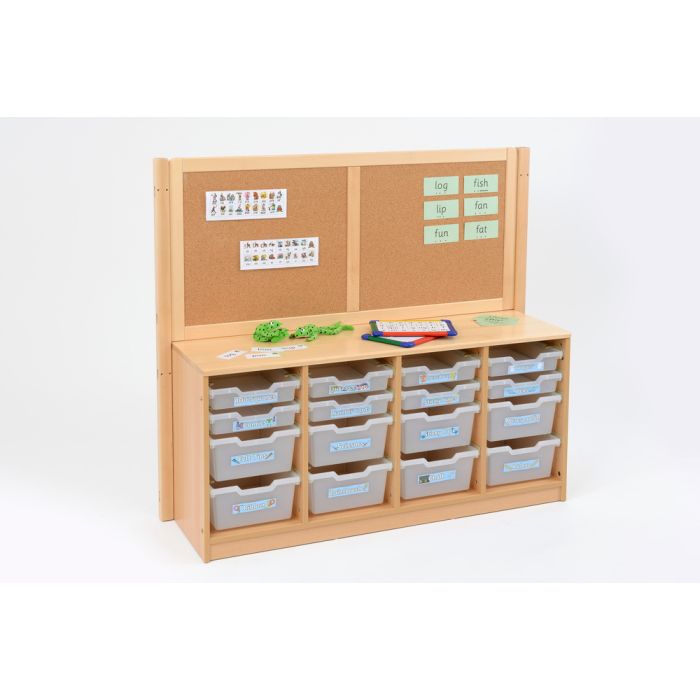 RS 4 Bay A4 12 Deep Clear Tray Unit With Cork/Drywipe Board