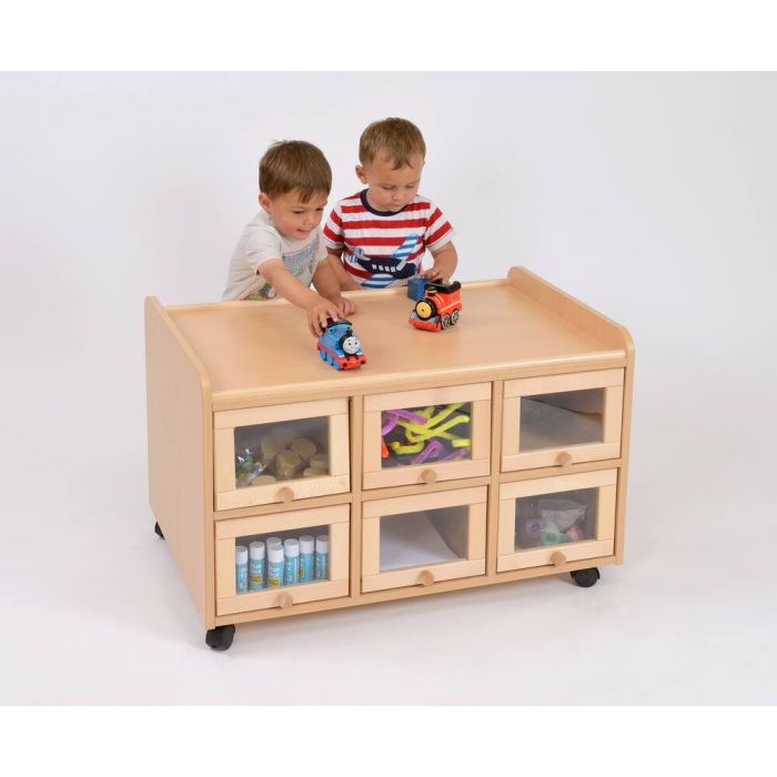 Solid Beech Double-sided Storage Units with Doors