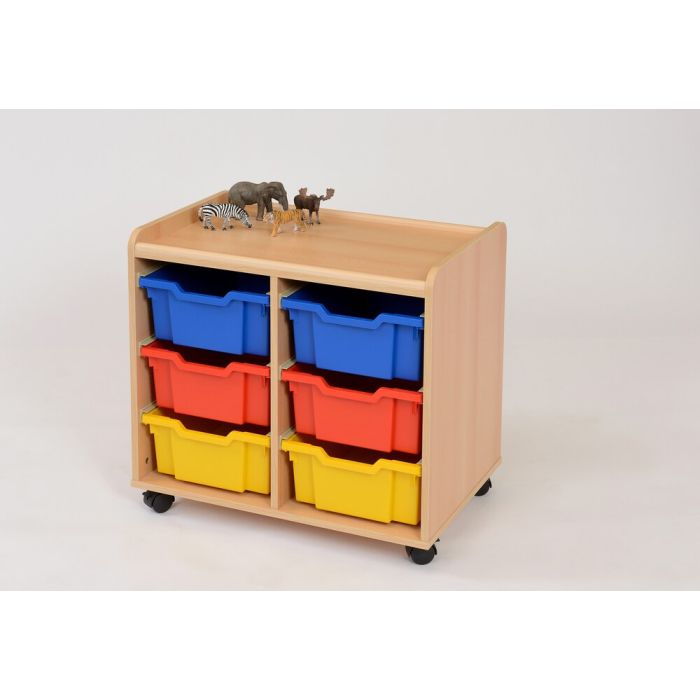 Solid Beech 6 Deep Coloured Tray Storage Unit