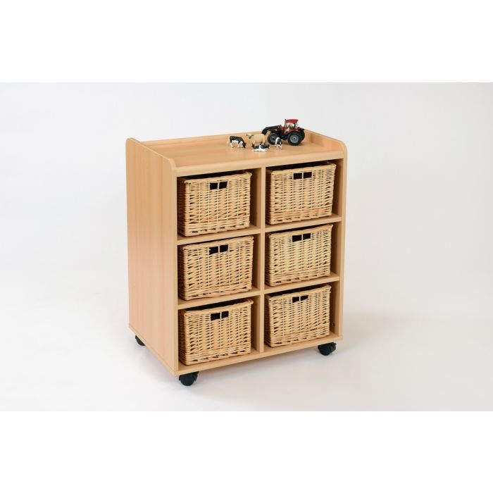 Willow Basket Wooden Storage 6 Willow Baskets 84 x 69.5 x 46cm