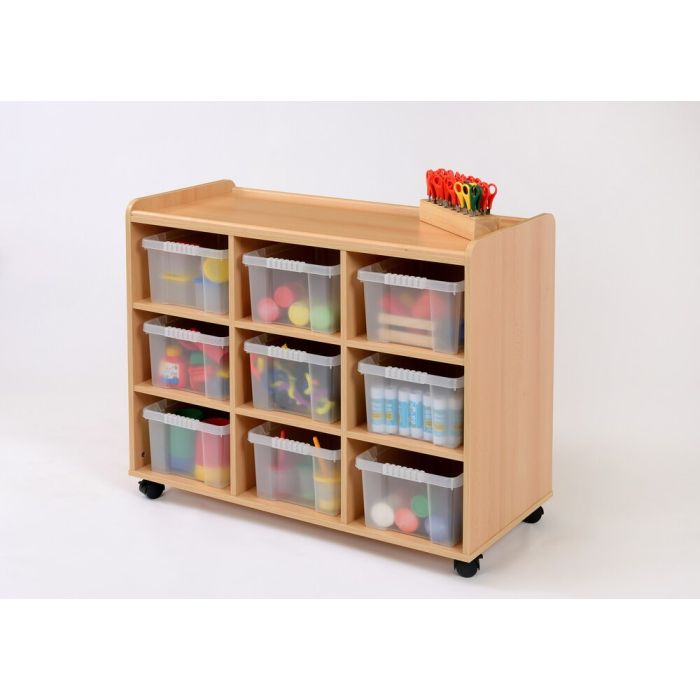 Solid Beech 9 Deep Clear Tray Storage Unit