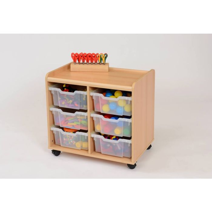 Solid Beech 6 Deep Clear Tray Storage Unit