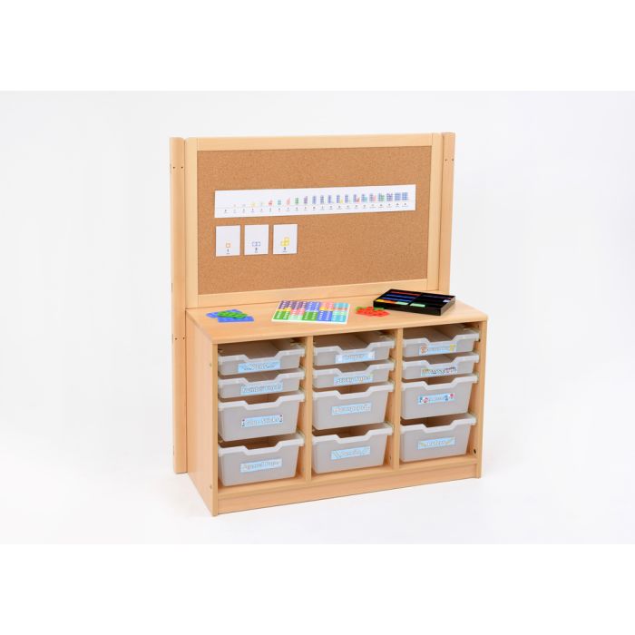 RS 3 Bay A4 6 Deep/6 Shallow Clear Tray Unit With Cork/Drywipe Board