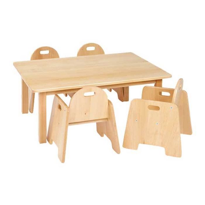 Solid Beech Rectangular Table - H40cm & 4 Infant Chairs H20cm