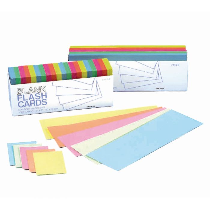 Coloured Blank Flash Cards - 250 Large Cards